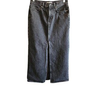 Madewell Denim High Rise Front Slit Midi Skirt